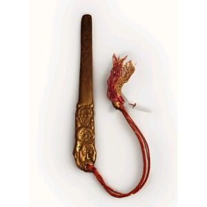 Antique Japanese Shakudo Meiji Era Kobuki Noh Mask Letter Opener Page Turner VTG